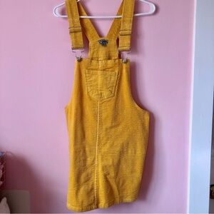Gold corduroy overall dress